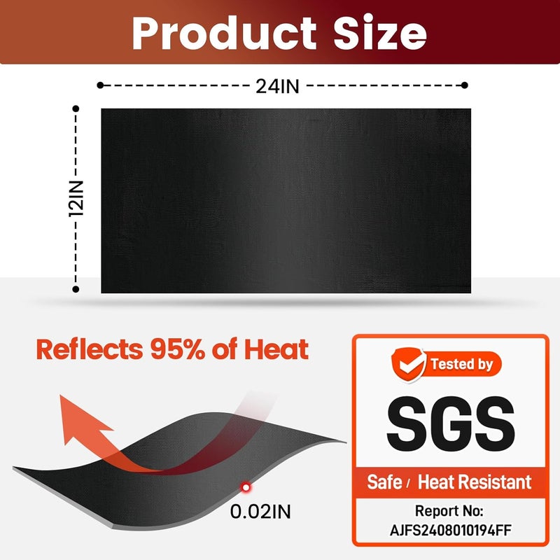 Amerbro Heat Shield Automotive Aluminum Reflects 95% of Radiant Heat, 12" x 24" Stove Heat Shield to Protect Refrigerator, Heat Shield Wrap for Exhaust, Motorcycle, Wood Stove, Cabinet, Fireplace (Black) - Image 2